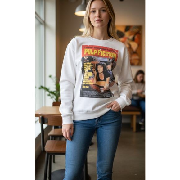 Pulp Fiction Graphic White Sweatshirt size Small - Picture 5 of 5